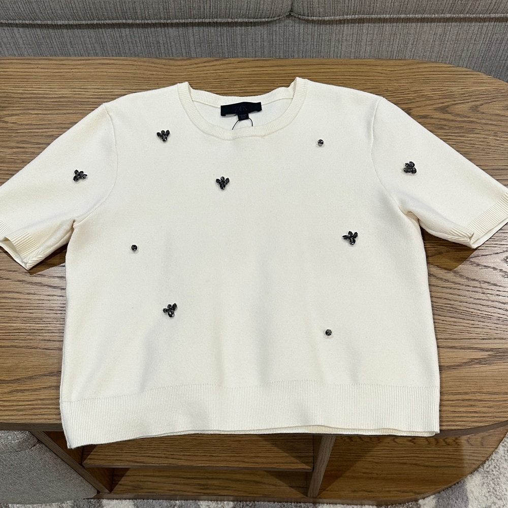 Zara Cream Blouse with Black Embellishments. Looks pretty and classy.